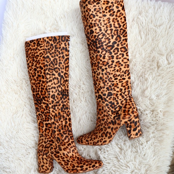 Gianni Bini Jellenia Leopard Print Haircalf Boots - Picture 4 of 14